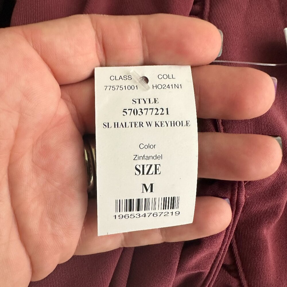 NWT White House Black Market Sleeveless Halter Keyhole Top Zinfandel M - Picture 5 of 7